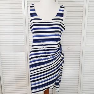 Tommy Bahama blue striped ruched tank dress